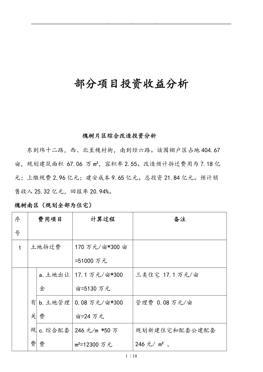 某項目投資收益分析報告_第1頁